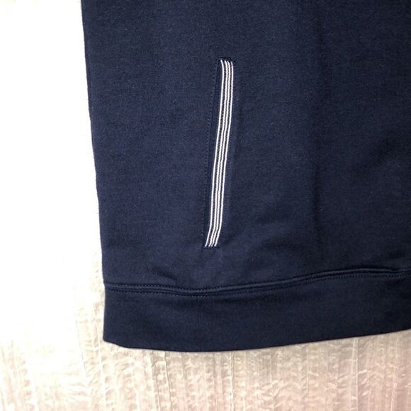 IActive PL Navy White Tripe Detail Snap Closure Mock Neck Athletic Jacket - Picture 6 of 14